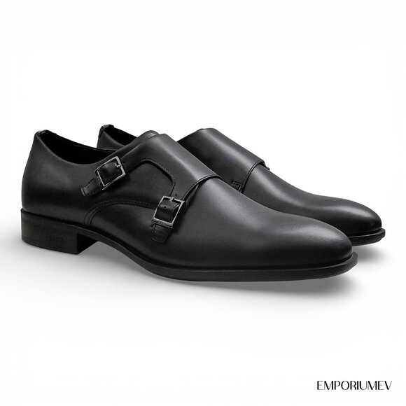 Hugo Boss Black Leather Double-Monk Men Shoes Size 11 US 0216 main image 6